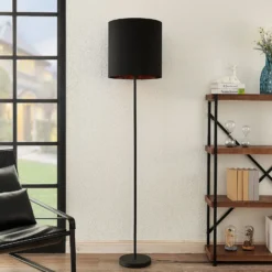 Lindby Nymar lámpara de pie, tela, negro-oro