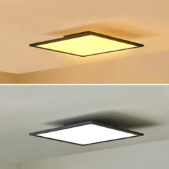 Lindby Panel LED Lamin, negro, 40 cm, CCT, atenuable, control remoto