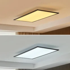 Lindby panel LED Lamin, negro, 80 cm, CCT, atenuable, control remoto
