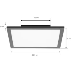 Lindby panel LED Lamin, negro, 30 cm, CCT, atenuable, control remoto