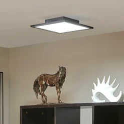 Lindby panel LED Lamin, negro, 30 cm, CCT, atenuable, control remoto