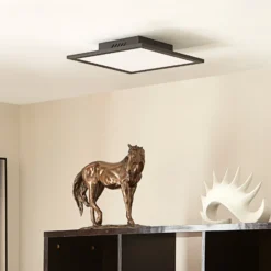 Lindby panel LED Lamin, negro, 30 cm, CCT, atenuable, control remoto