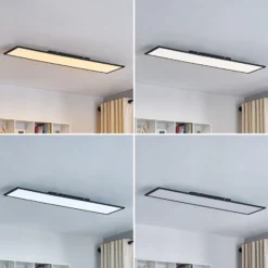 Lindby panel LED Lamin, negro, 120cm, CCT, atenuable, control remoto