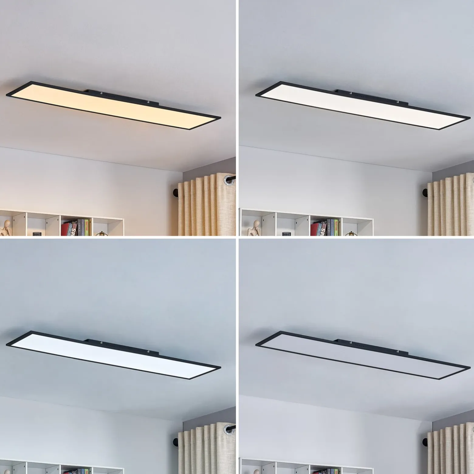 Lindby panel LED Lamin, negro, 120cm, CCT, atenuable, control remoto