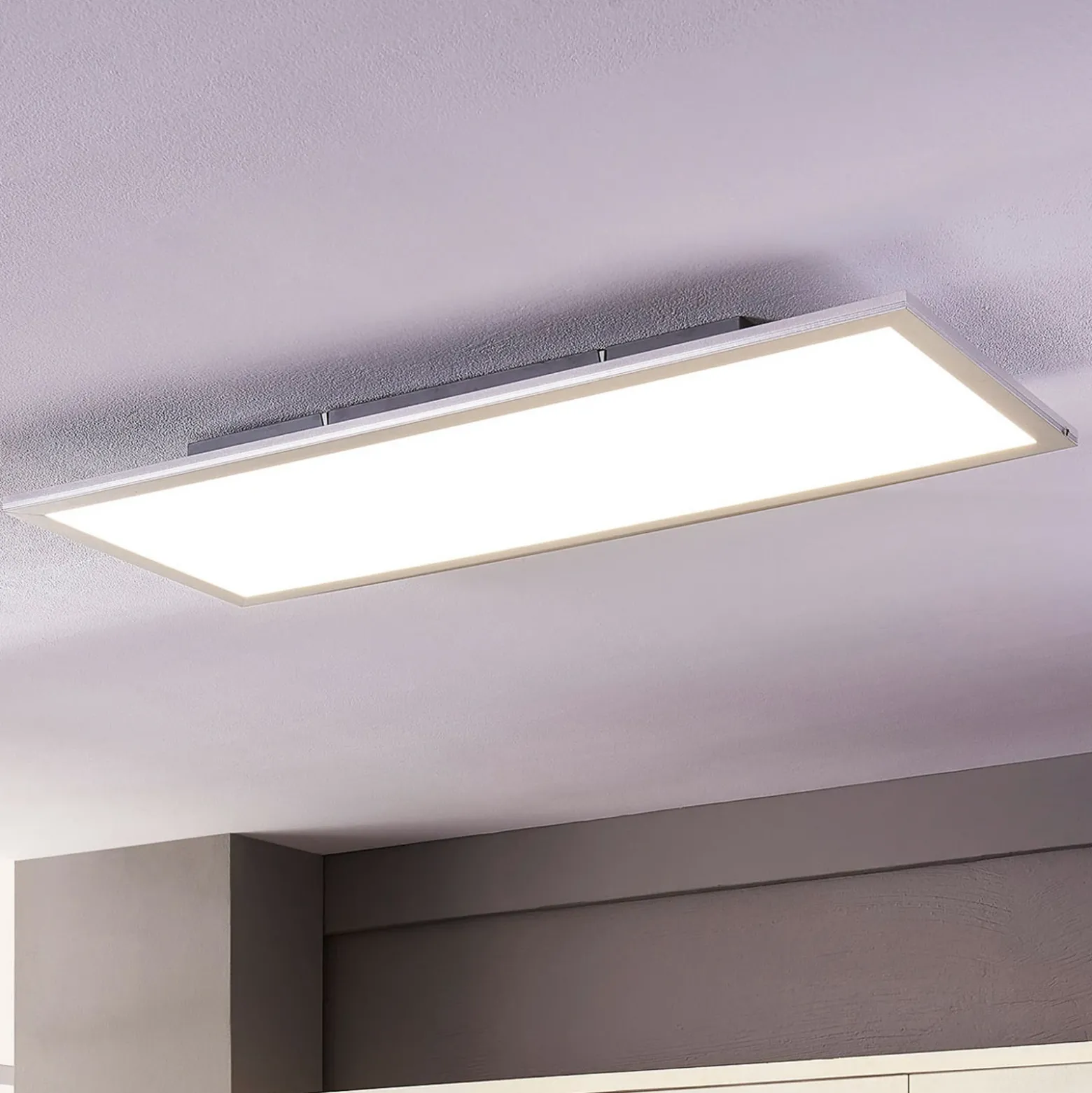 Lindby panel LED Livel, juego de 2, 4.000 K, 80 x 30 cm, plateado