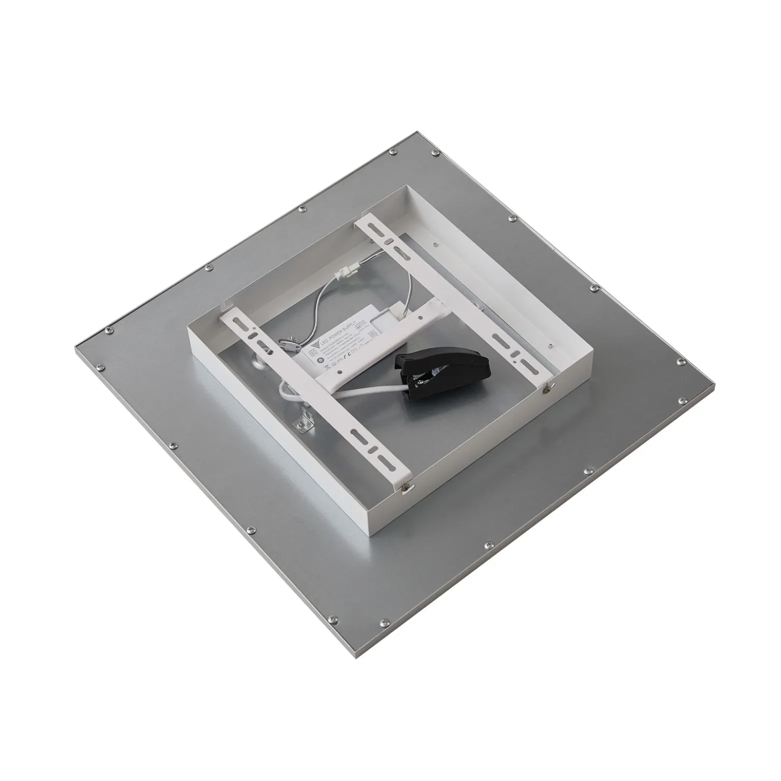 Lindby panel LED Livel, 4000K, 40 cm x 40 cm, plata, metal