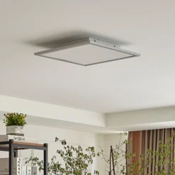 Lindby panel LED Livel, 4000K, 40 cm x 40 cm, plata, metal