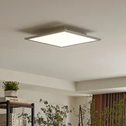 Lindby panel LED Livel, 4000K, 40 cm x 40 cm, plata, metal