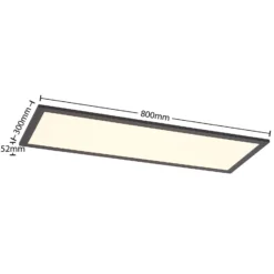 Lindby Panel LED Nelios, 80 x 30 cm, CCT, negro, metal