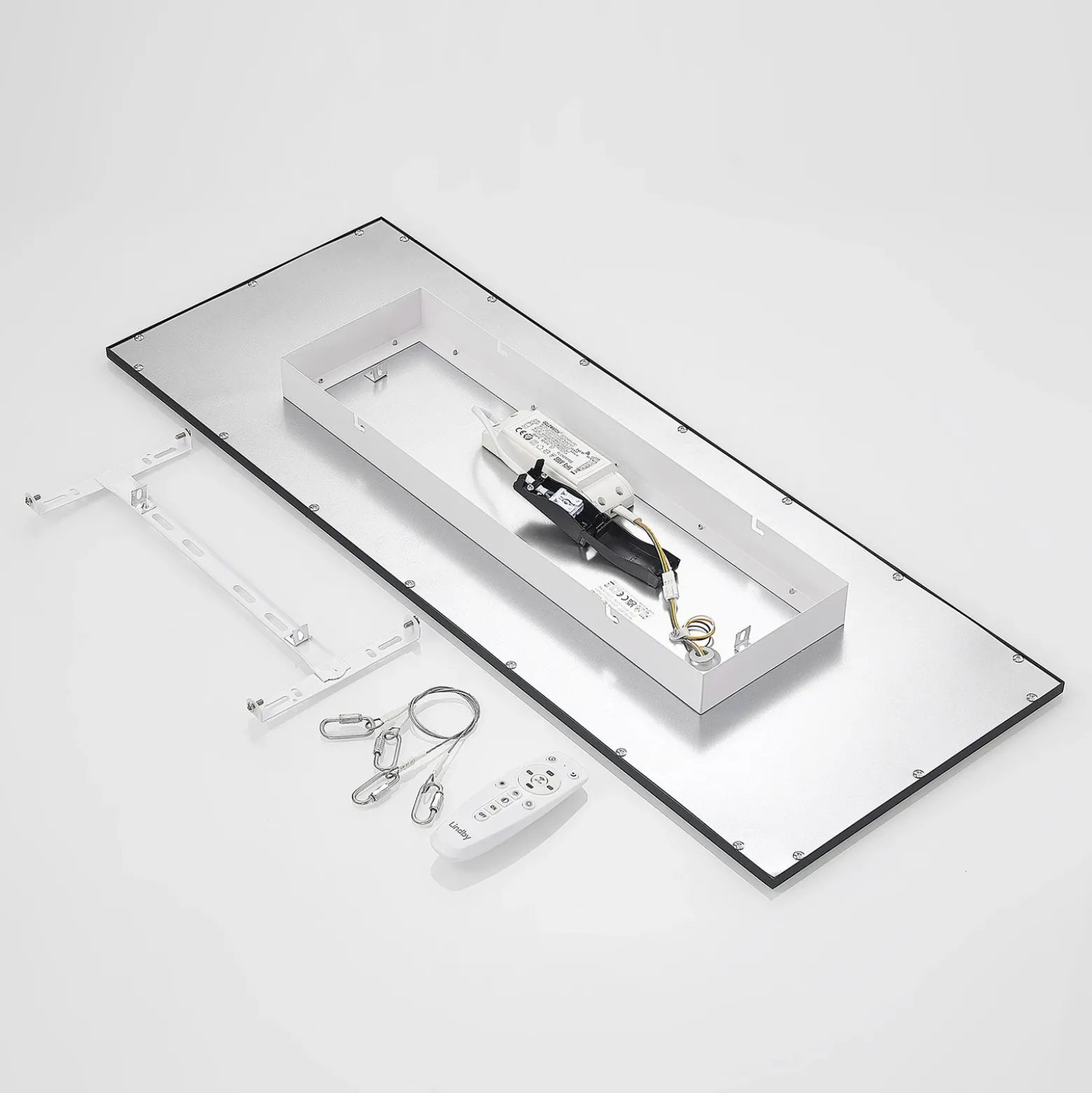 Lindby Panel LED Nelios, 80 x 30 cm, CCT, negro, metal