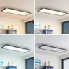 Lindby Panel LED Nelios, 80 x 30 cm, CCT, negro, metal