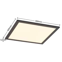 Lindby Panel LED Nelios, 40 x 40 cm, CCT, negro, metal