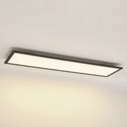 Lindby Panel LED Nelios, 120 x 30 cm, CCT, negro, metal