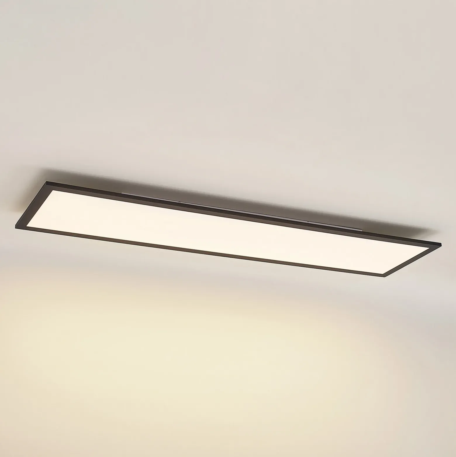 Lindby Panel LED Nelios, 120 x 30 cm, CCT, negro, metal