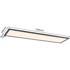 Lindby Panel LED Nelios, 120 x 30 cm, CCT, negro, metal