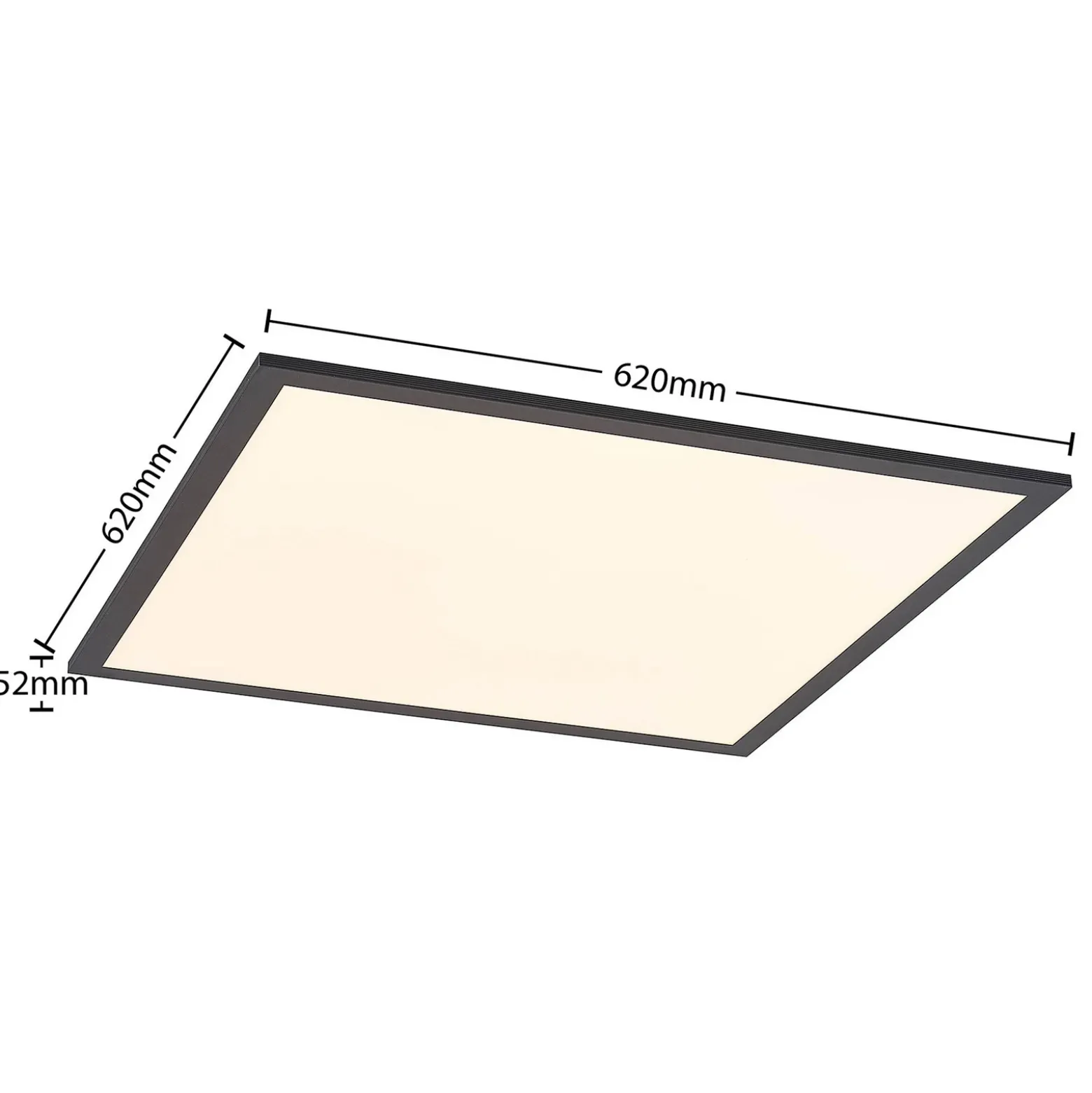 Lindby Panel LED Nelios, 62 x 62 cm, CCT, negro, metal