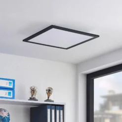 Lindby Panel LED Nelios, 40 x 40 cm, 4.000 K, negro, metal