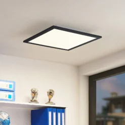 Lindby Panel LED Nelios, 40 x 40 cm, 4.000 K, negro, metal