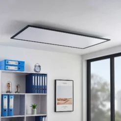 Lindby Panel LED Nelios, 120 x 60 cm, 4000K, negro, metal