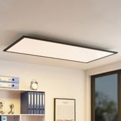 Lindby Panel LED Nelios, 120 x 60 cm, 4000K, negro, metal