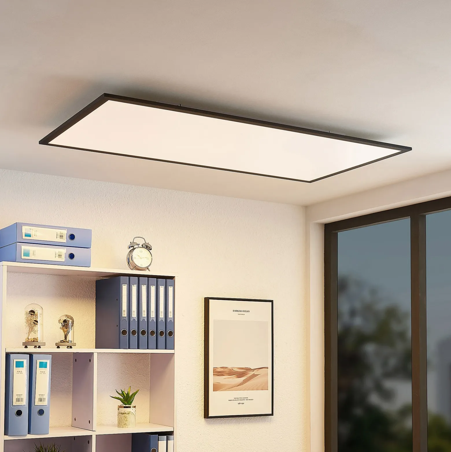 Lindby Panel LED Nelios, 120 x 60 cm, 4000K, negro, metal