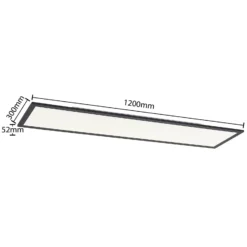 Lindby Panel LED Nelios, 120 x 30 cm, 4000K, negro, metal