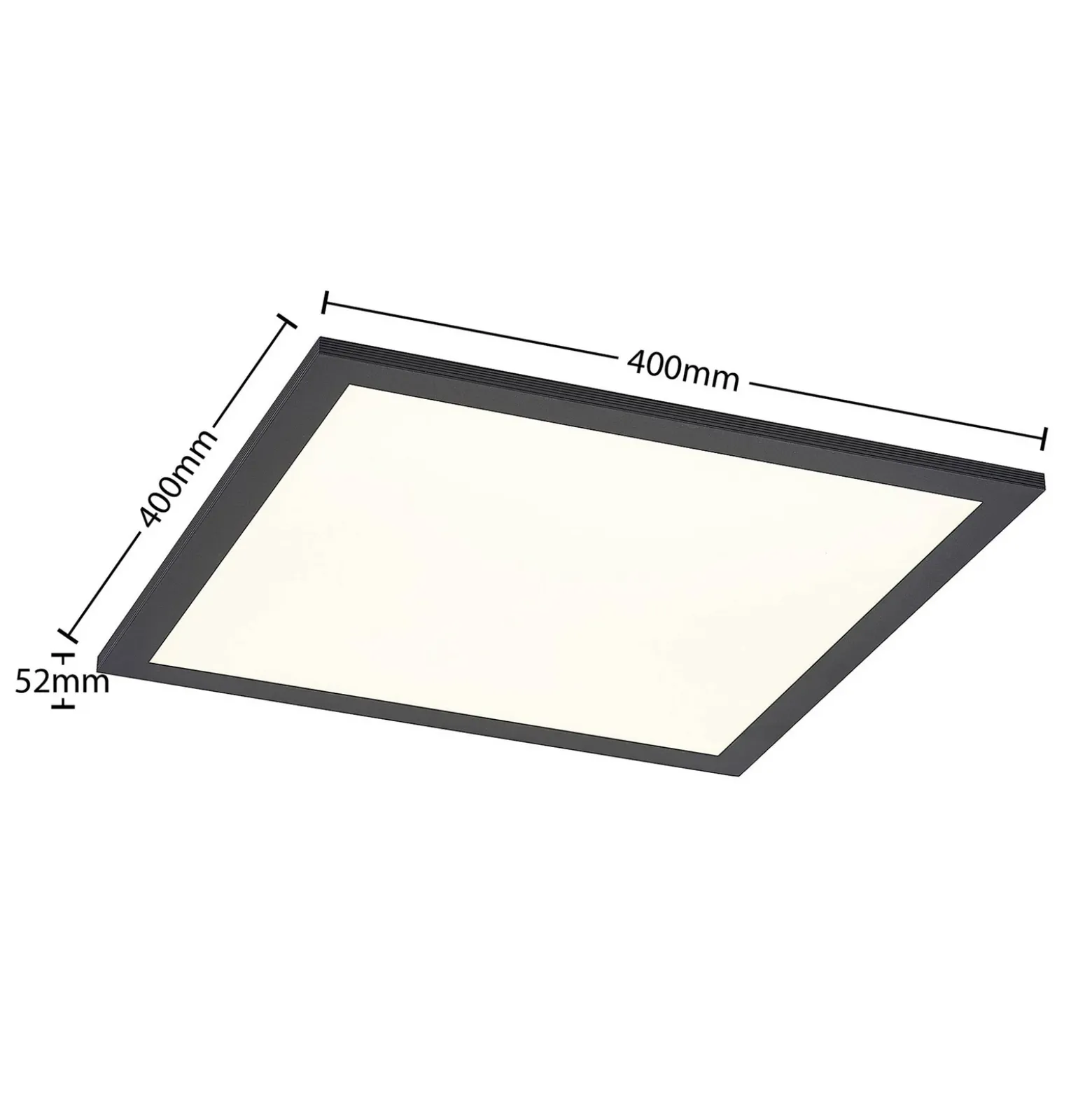 Lindby Panel LED Nelios, 40 x 40 cm, 4.000 K, negro, metal
