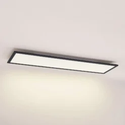 Lindby Panel LED Nelios, 120 x 30 cm, 4000K, negro, metal