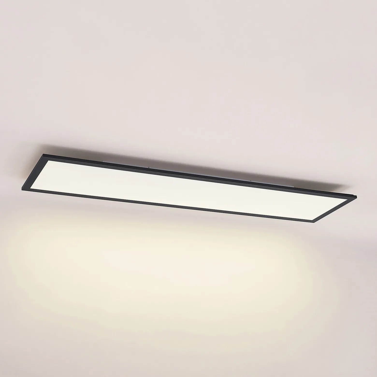 Lindby Panel LED Nelios, 120 x 30 cm, 4000K, negro, metal