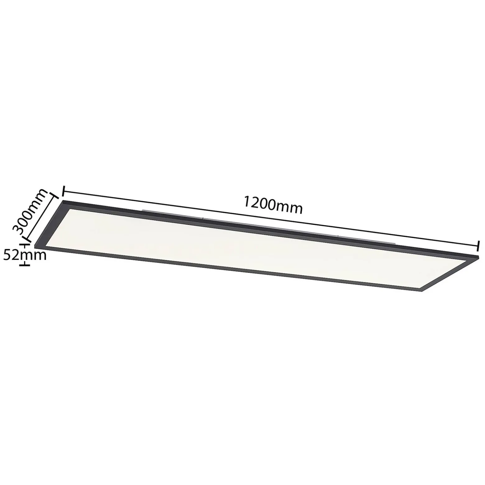 Lindby Panel LED Nelios, 120 x 30 cm, 4000K, negro, metal