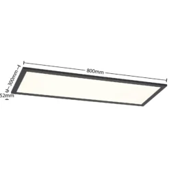 Lindby Panel LED Nelios, 80 x 30 cm, 4.000 K, negro, metal
