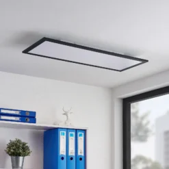 Lindby Panel LED Nelios, 80 x 30 cm, 4.000 K, negro, metal