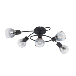 Lindby Pendura plafón, 5 luces, negro, cristal