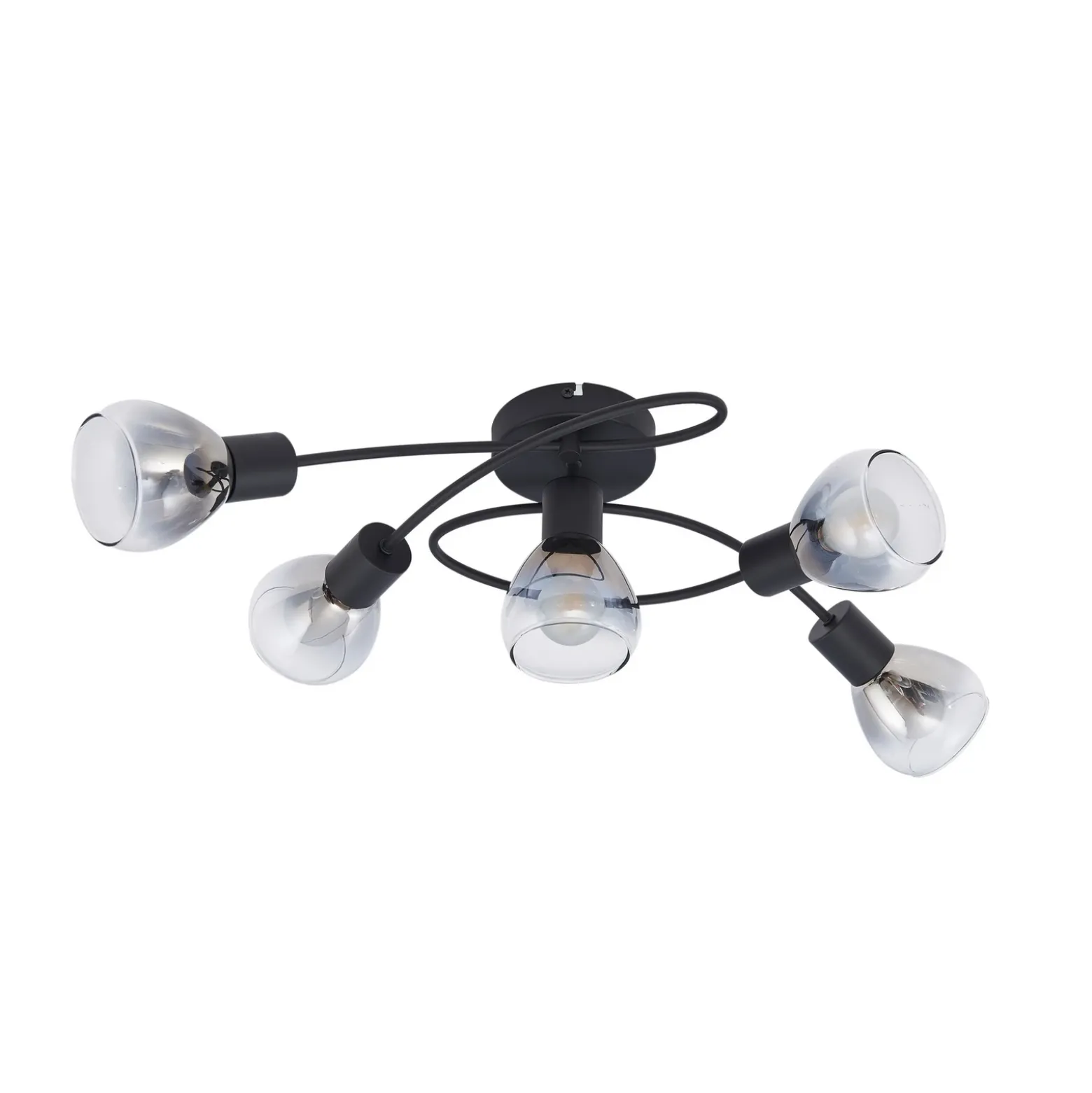 Lindby Pendura plafón, 5 luces, negro, cristal