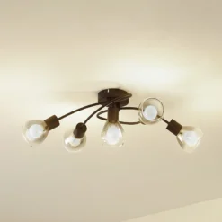 Lindby Pendura plafón, 5 luces, negro, cristal