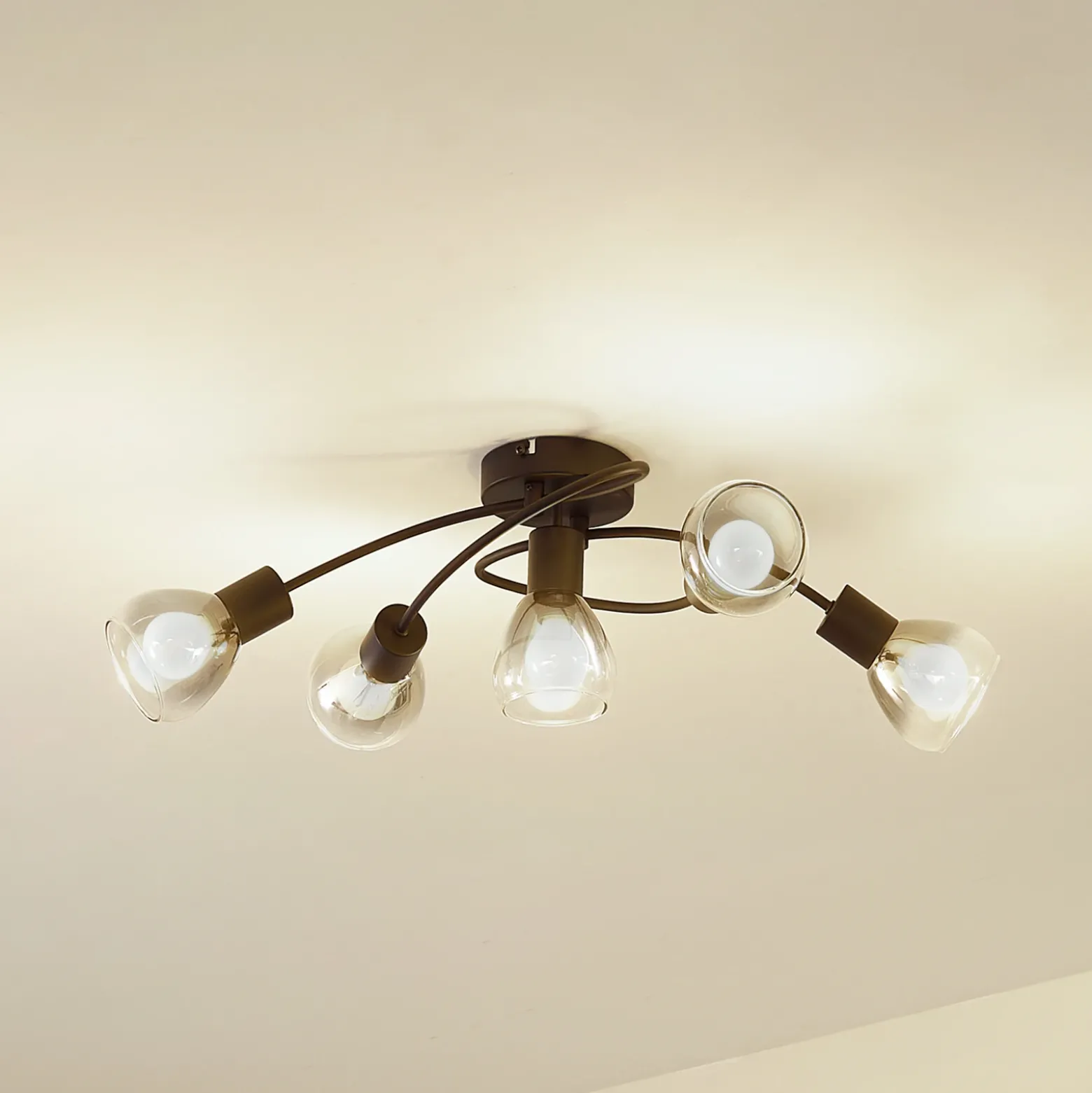 Lindby Pendura plafón, 5 luces, negro, cristal