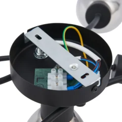 Lindby Pendura plafón, 5 luces, negro, cristal