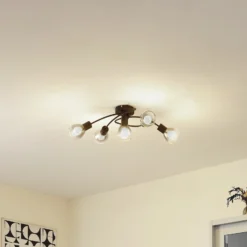 Lindby Pendura plafón, 5 luces, negro, cristal