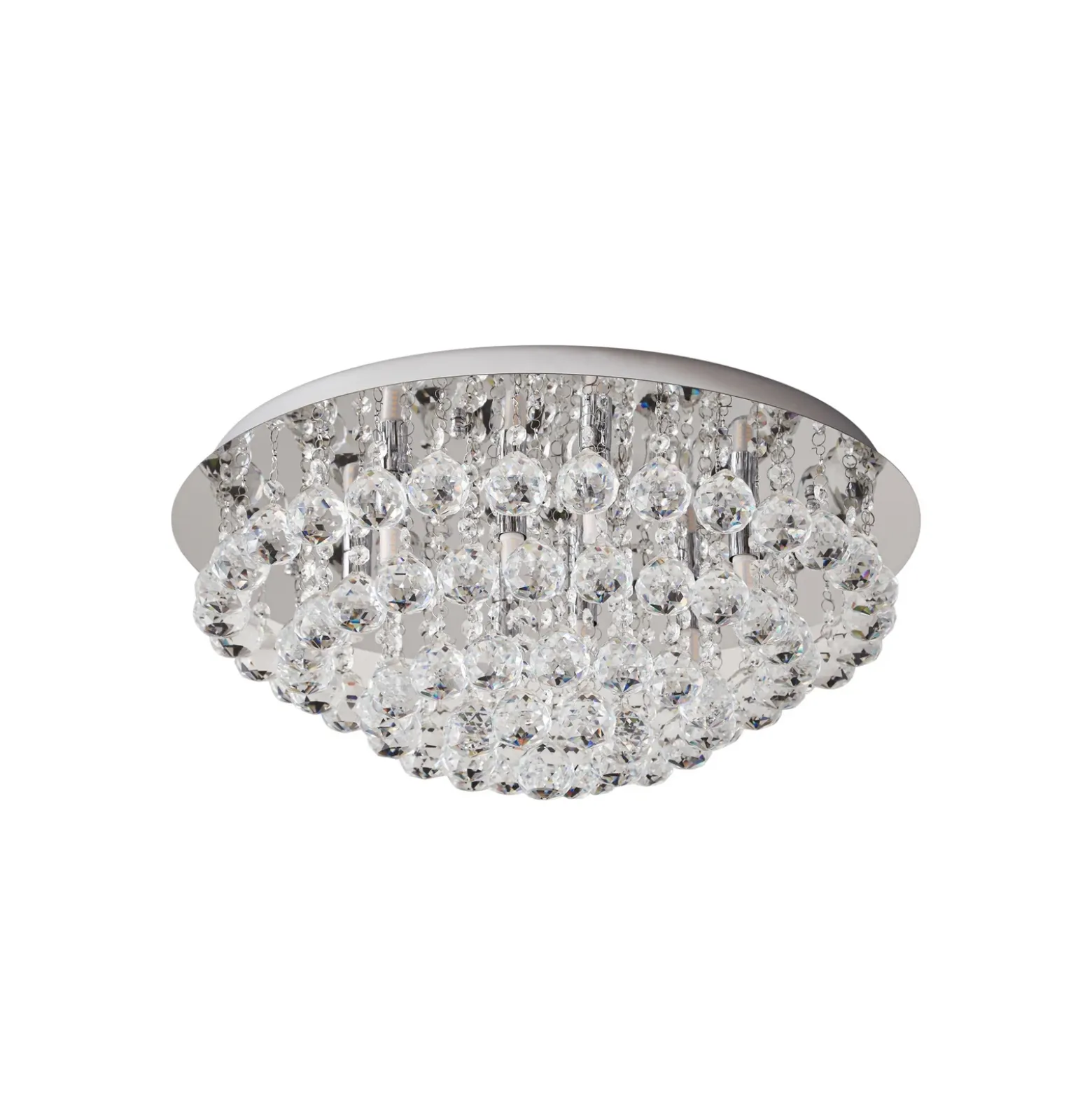 Lindby plafón Antonino, 8 luces, cromo, cristal, 55cm