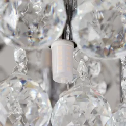 Lindby plafón Antonino, 8 luces, cromo, cristal, 55cm