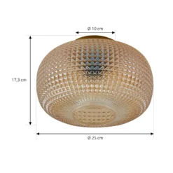 Lindby Plafón Hildur, Ø 25 cm, ámbar, cristal