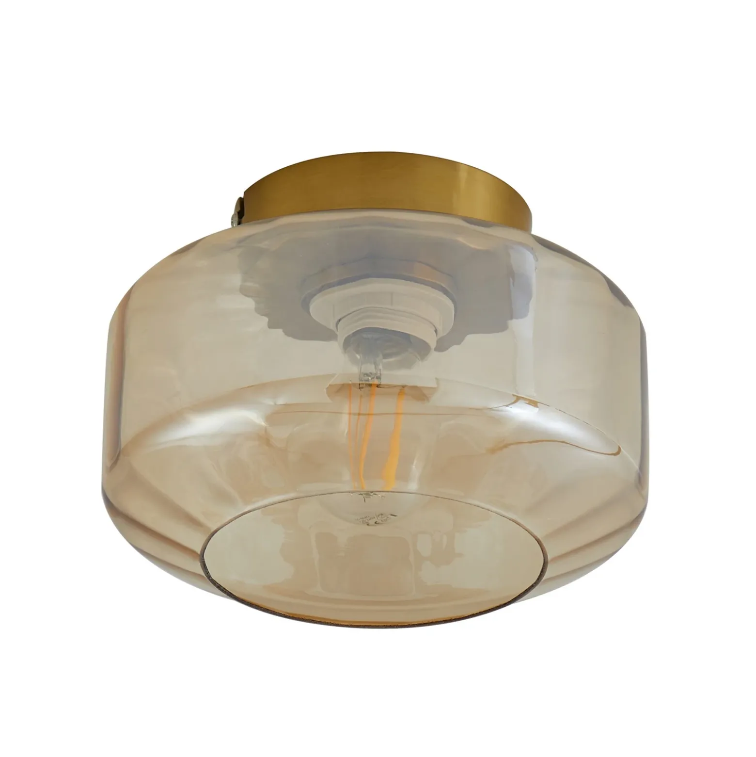 Lindby Plafón Hildur, ámbar, cristal, Ø 22 cm