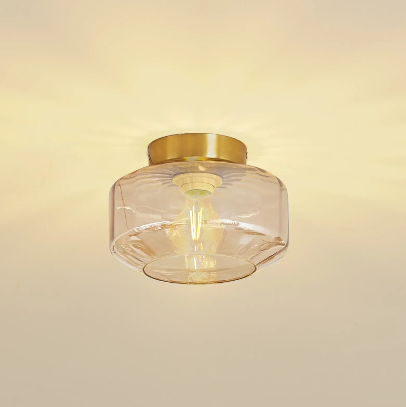 Lindby Plafón Hildur, ámbar, cristal, Ø 22 cm