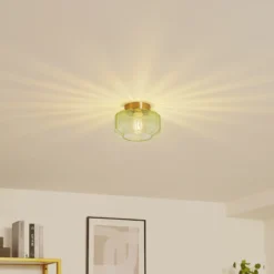 Lindby Plafón Hildur, verde, cristal, Ø 22 cm