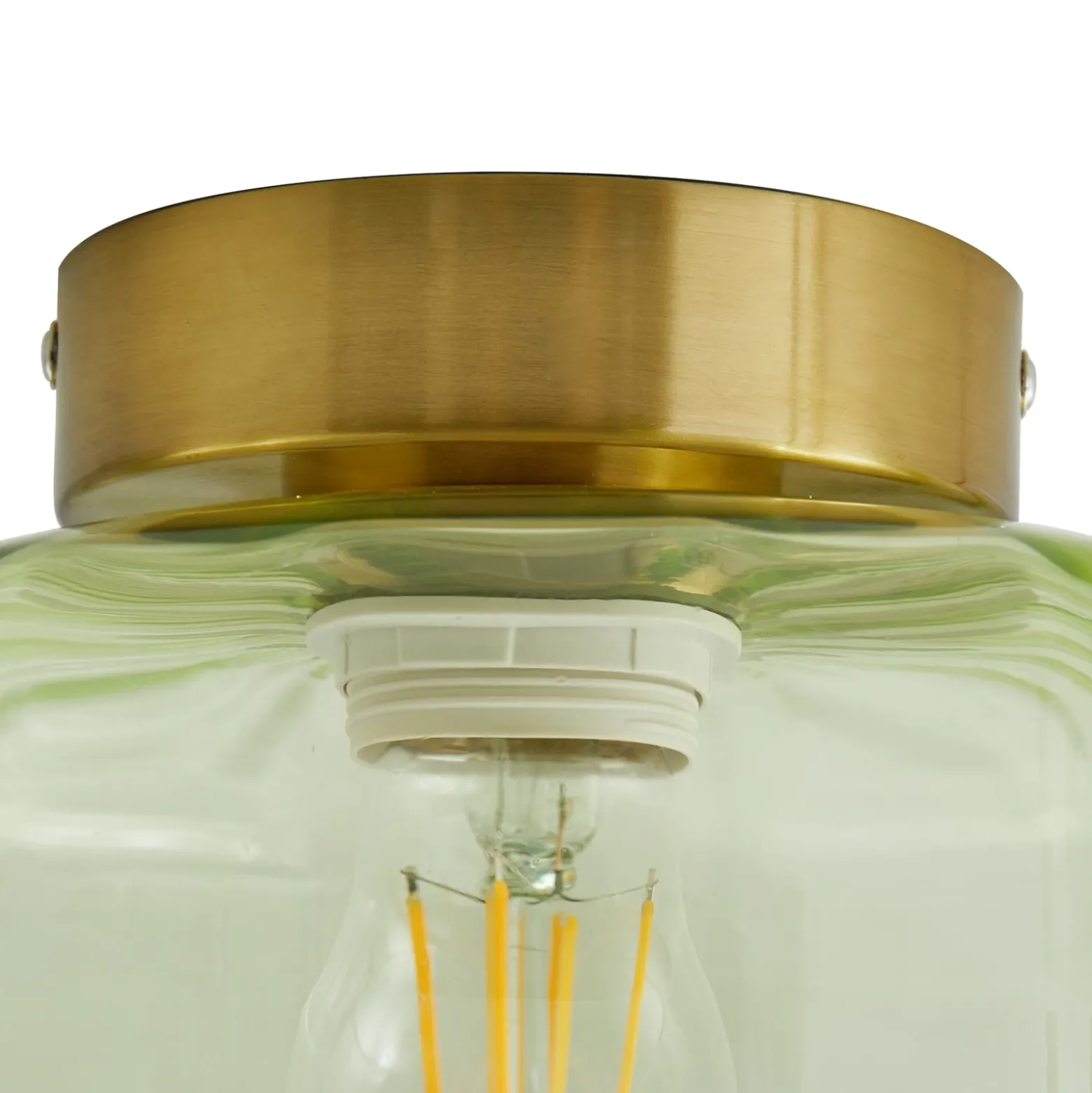 Lindby Plafón Hildur, verde, cristal, Ø 22 cm