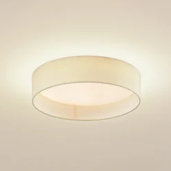 Lindby Plafón LED Eilif, tela, blanco, Ø 40 cm, CCT