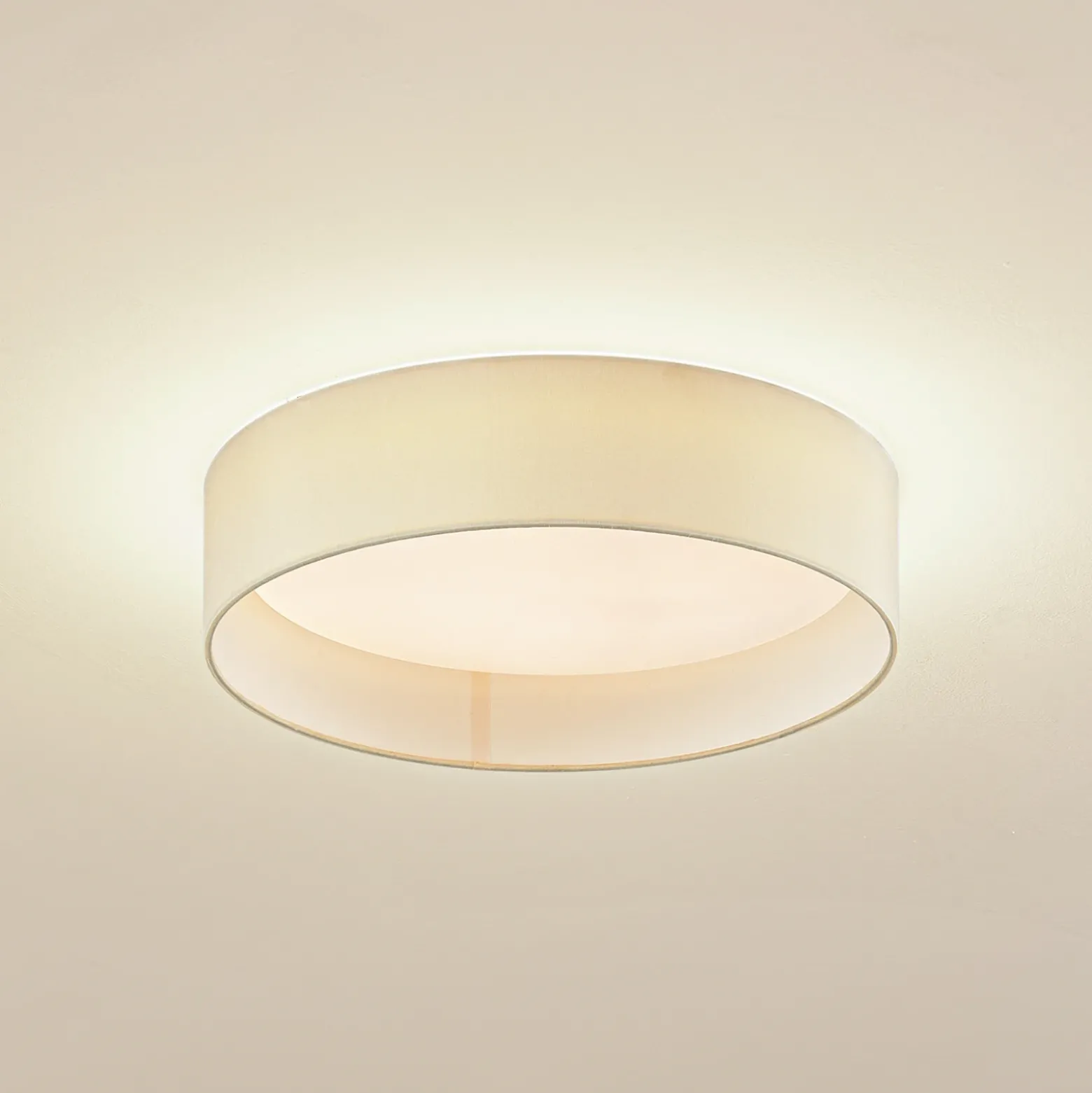 Lindby Plafón LED Eilif, tela, blanco, Ø 40 cm, CCT