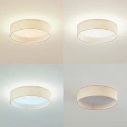 Lindby Plafón LED Eilif, tela, blanco, Ø 40 cm, CCT