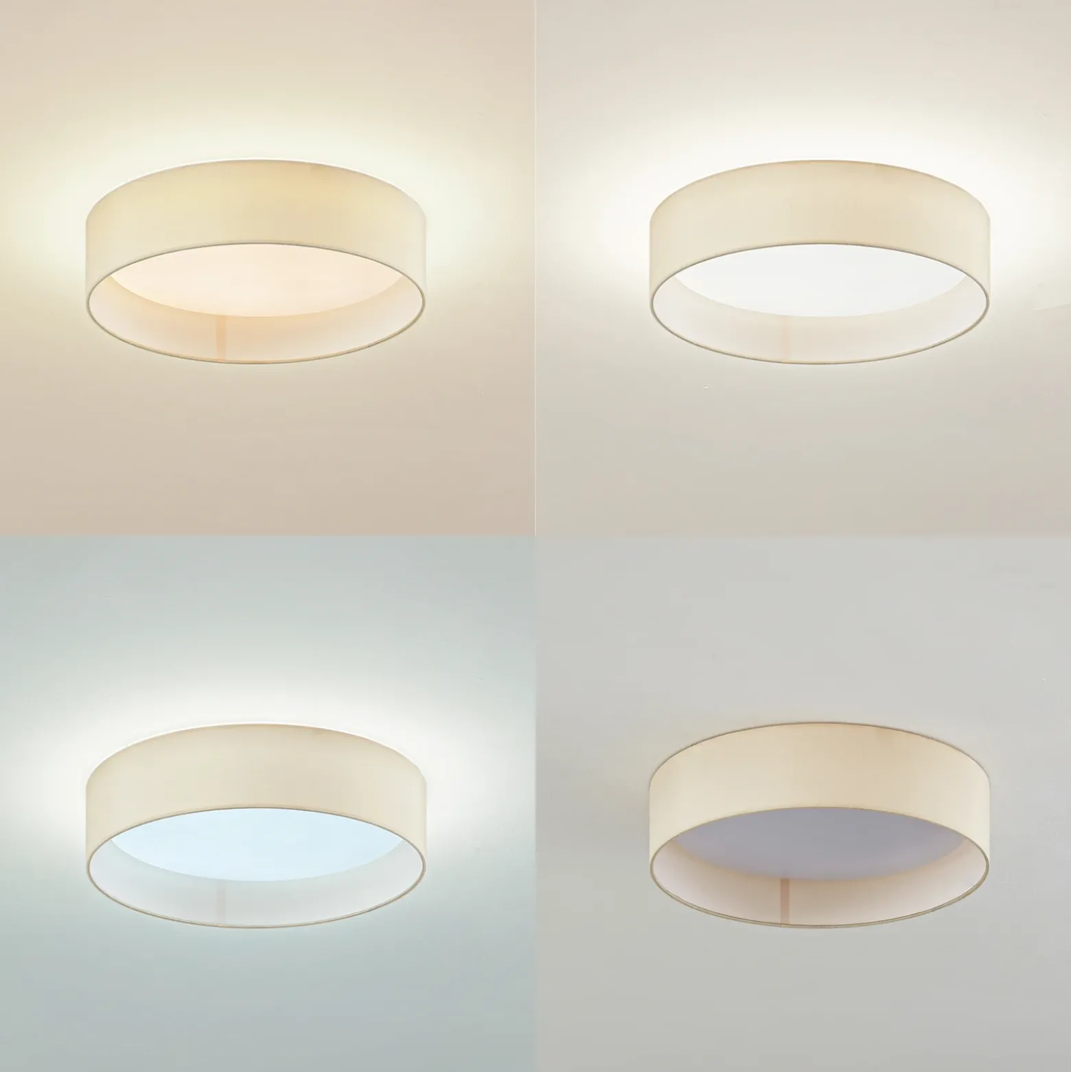 Lindby Plafón LED Eilif, tela, blanco, Ø 40 cm, CCT