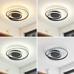 Lindby Plafón LED Emisua, negro, CCT, atenuable